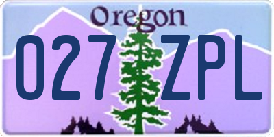 OR license plate 027ZPL