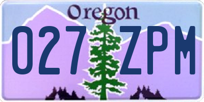 OR license plate 027ZPM
