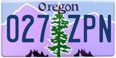OR license plate 027ZPN