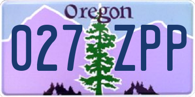 OR license plate 027ZPP
