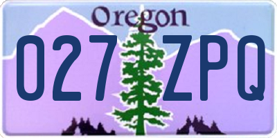 OR license plate 027ZPQ
