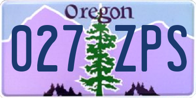 OR license plate 027ZPS