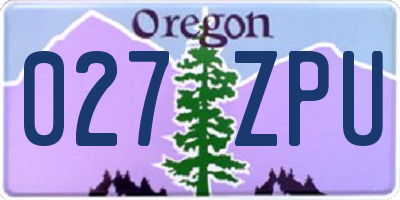 OR license plate 027ZPU
