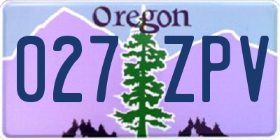 OR license plate 027ZPV