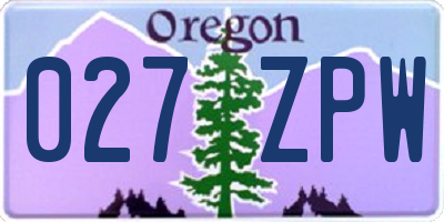 OR license plate 027ZPW