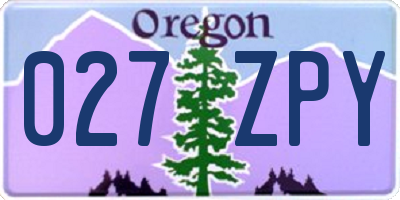 OR license plate 027ZPY