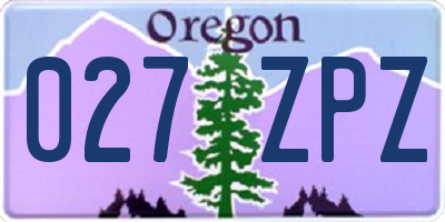 OR license plate 027ZPZ