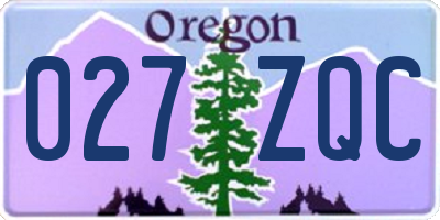 OR license plate 027ZQC