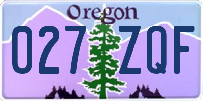 OR license plate 027ZQF
