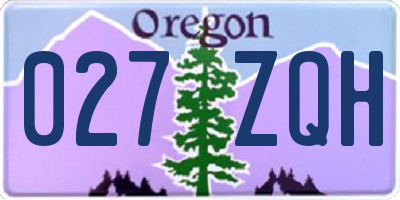 OR license plate 027ZQH
