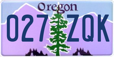 OR license plate 027ZQK