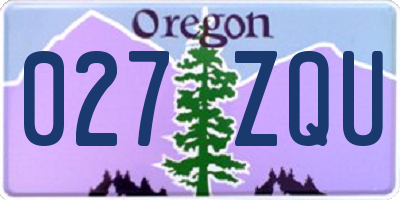OR license plate 027ZQU