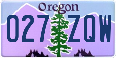 OR license plate 027ZQW