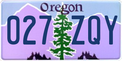 OR license plate 027ZQY