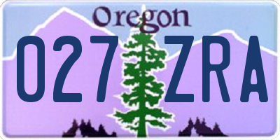 OR license plate 027ZRA