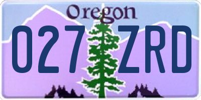 OR license plate 027ZRD