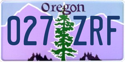OR license plate 027ZRF