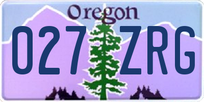 OR license plate 027ZRG