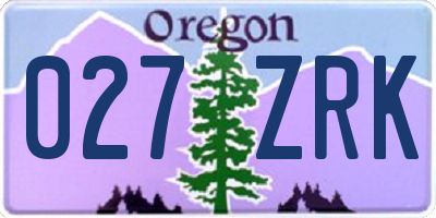 OR license plate 027ZRK