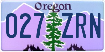 OR license plate 027ZRN