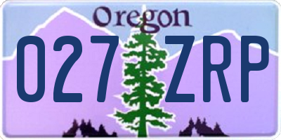 OR license plate 027ZRP
