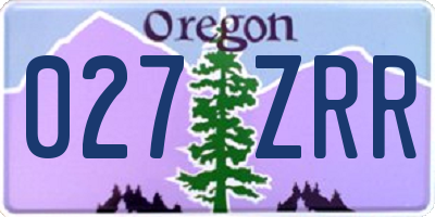 OR license plate 027ZRR