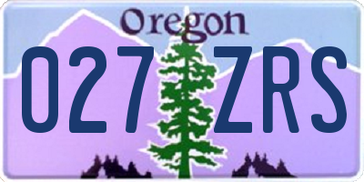 OR license plate 027ZRS