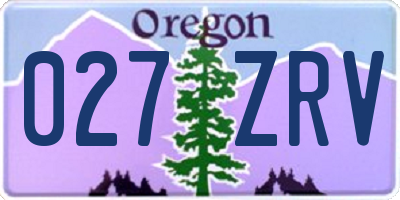 OR license plate 027ZRV