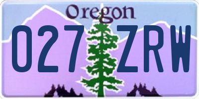 OR license plate 027ZRW