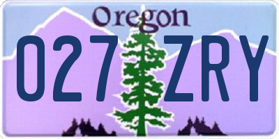 OR license plate 027ZRY
