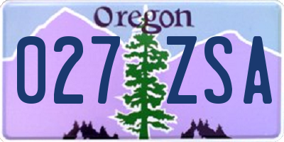 OR license plate 027ZSA