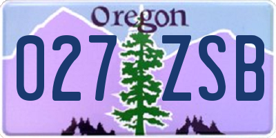 OR license plate 027ZSB