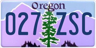OR license plate 027ZSC