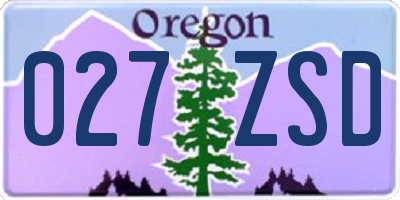 OR license plate 027ZSD