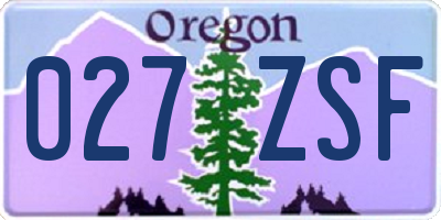 OR license plate 027ZSF