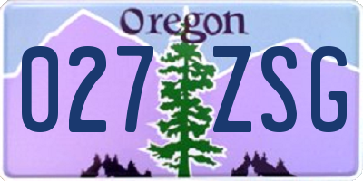 OR license plate 027ZSG