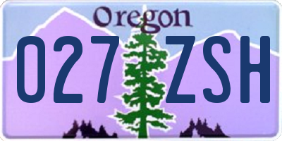 OR license plate 027ZSH