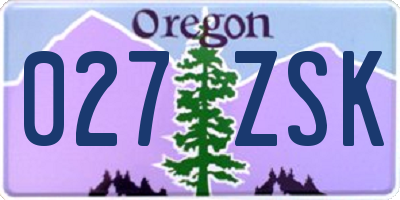 OR license plate 027ZSK
