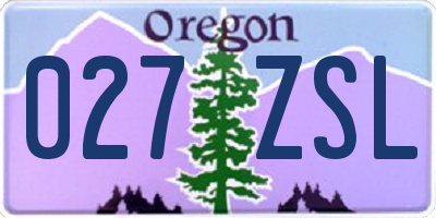 OR license plate 027ZSL