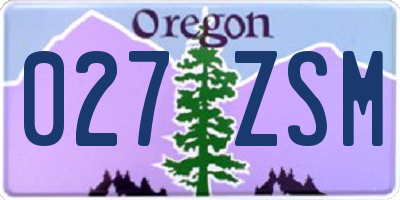 OR license plate 027ZSM