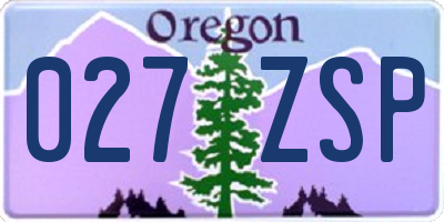 OR license plate 027ZSP