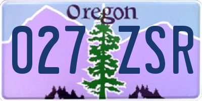 OR license plate 027ZSR