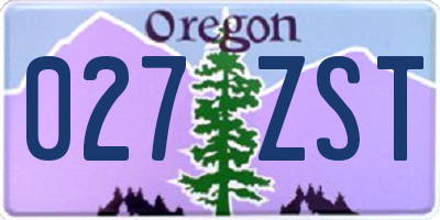 OR license plate 027ZST