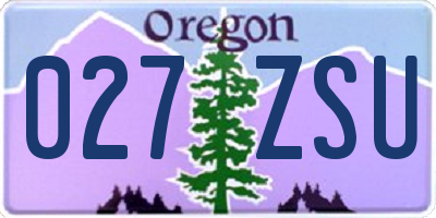 OR license plate 027ZSU