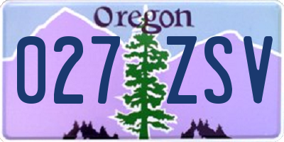 OR license plate 027ZSV