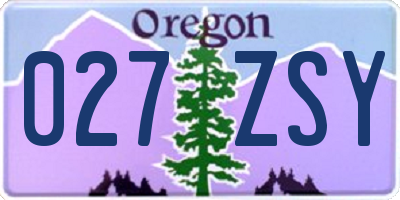 OR license plate 027ZSY