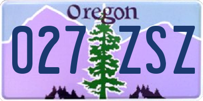 OR license plate 027ZSZ