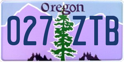 OR license plate 027ZTB