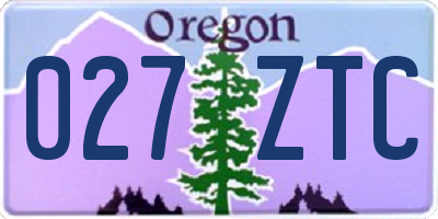 OR license plate 027ZTC