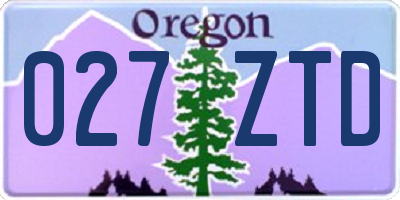OR license plate 027ZTD